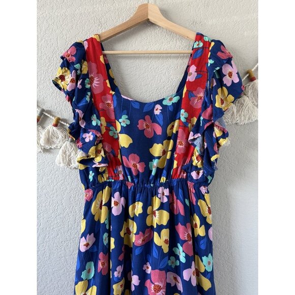 White Birch Black Label Colorful Multicolor Floral Ruffle Mini Dress Beachy 1x - Picture 3 of 9